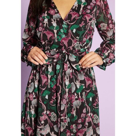 Modcloth Midi Dress Size Medium M Tie Waist Opening Night at the Ballet Dress - Picture 5 of 13